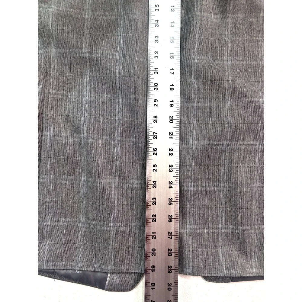 Calvin Klein 44R Gray‎ Plaid All Season Blazer Jacket Sport Suit Coat Slim Fit